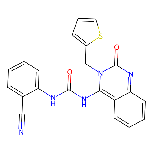 1-(2-Cyanophenyl)-3-[2-oxo-3-(thiophen-2-ylmethyl)quinazolin-4-yl]urea structure
