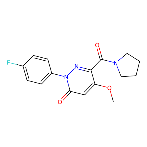 2-(4-Fluorophenyl)-5-methoxy-6-(pyrrolidine-1-carbonyl)pyridazin-3-one structure