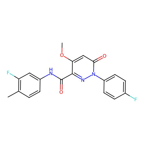 N-(3-fluoro-4-methylphenyl)-1-(4-fluorophenyl)-4-methoxy-6-oxo-1,6-dihydropyridazine-3-carboxamide structure