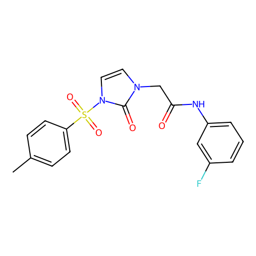 N-(3-fluorophenyl)-2-[3-(4-methylphenyl)sulfonyl-2-oxoimidazol-1-yl]acetamide structure