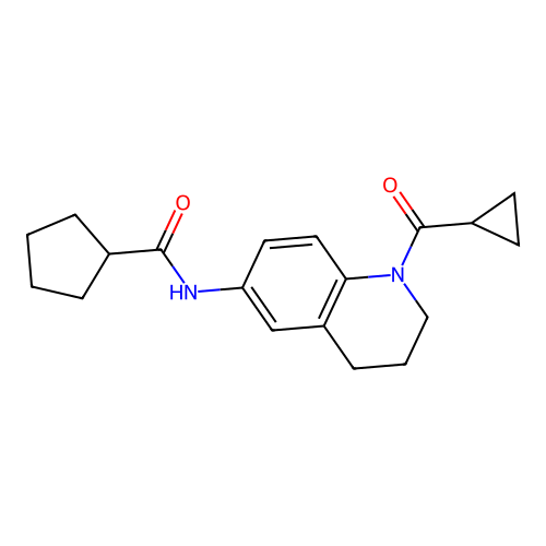 N-[1-(cyclopropanecarbonyl)-3,4-dihydro-2H-quinolin-6-yl]cyclopentanecarboxamide structure