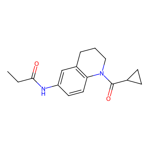 N-[1-(cyclopropanecarbonyl)-3,4-dihydro-2H-quinolin-6-yl]propanamide structure