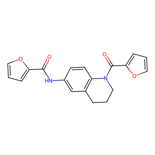 N-[1-(furan-2-carbonyl)-1,2,3,4-tetrahydroquinolin-6-yl]furan-2-carboxamide structure