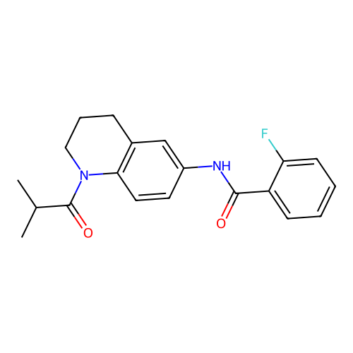 2-fluoro-N-(1-isobutyryl-1,2,3,4-tetrahydroquinolin-6-yl)benzamide structure