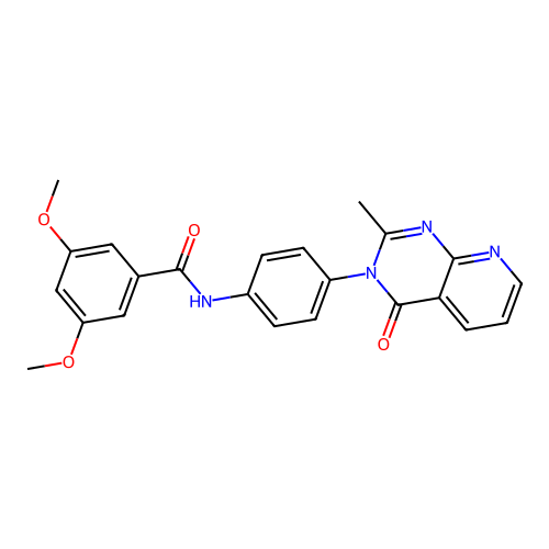3,5-dimethoxy-N-[4-(2-methyl-4-oxopyrido[2,3-d]pyrimidin-3-yl)phenyl]benzamide structure