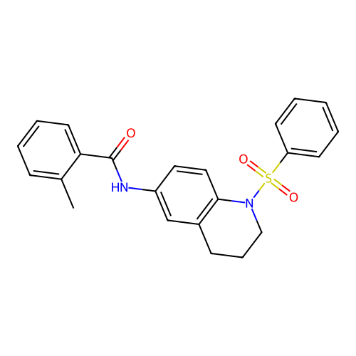 N-[1-(benzenesulfonyl)-3,4-dihydro-2H-quinolin-6-yl]-2-methylbenzamide structure