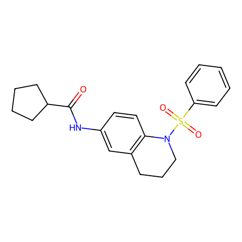 N-[1-(benzenesulfonyl)-3,4-dihydro-2H-quinolin-6-yl]cyclopentanecarboxamide structure