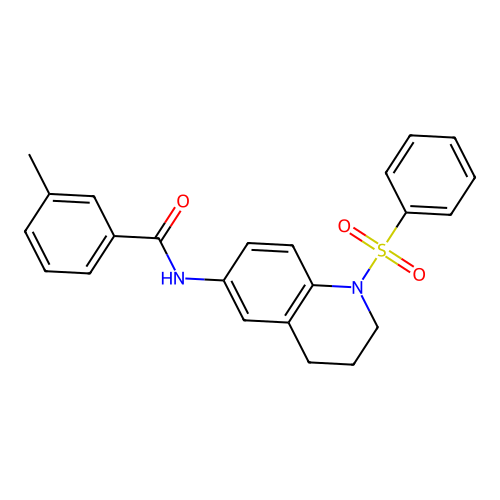 N-[1-(benzenesulfonyl)-3,4-dihydro-2H-quinolin-6-yl]-3-methylbenzamide structure
