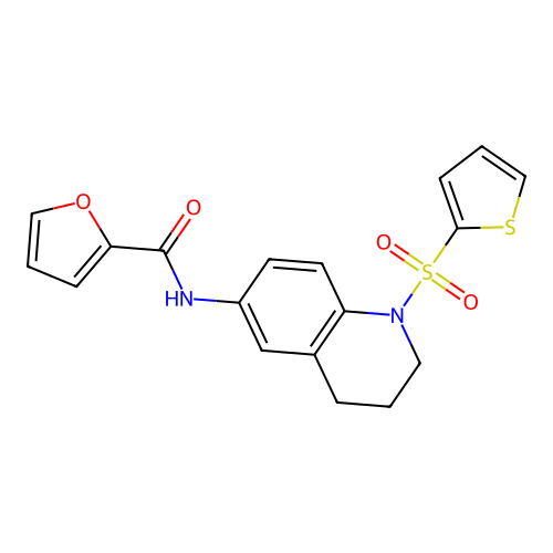N-(1-thiophen-2-ylsulfonyl-3,4-dihydro-2H-quinolin-6-yl)furan-2-carboxamide structure