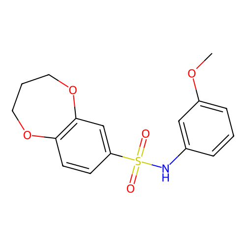 N-(3-methoxyphenyl)-3,4-dihydro-2H-1,5-benzodioxepine-7-sulfonamide structure