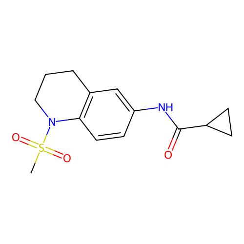 N-(1-(methylsulfonyl)-1,2,3,4-tetrahydroquinolin-6-yl)cyclopropanecarboxamide structure