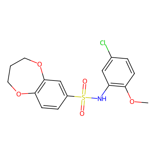 N-(5-chloro-2-methoxyphenyl)-3,4-dihydro-2H-1,5-benzodioxepine-7-sulfonamide structure