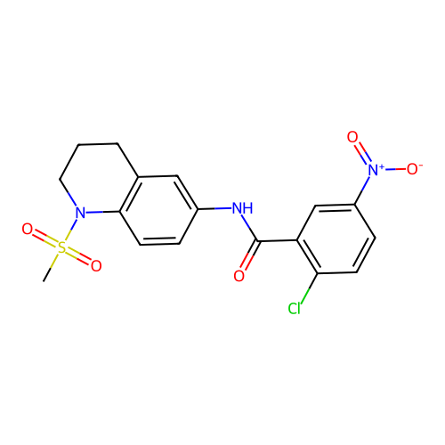 2-chloro-N-(1-methylsulfonyl-3,4-dihydro-2H-quinolin-6-yl)-5-nitrobenzamide structure