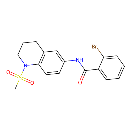 2-bromo-N-(1-methylsulfonyl-3,4-dihydro-2H-quinolin-6-yl)benzamide structure