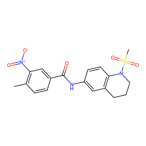 4-methyl-N-(1-methylsulfonyl-3,4-dihydro-2H-quinolin-6-yl)-3-nitrobenzamide structure