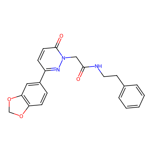 2-(3-(benzo[d][1,3]dioxol-5-yl)-6-oxopyridazin-1(6H)-yl)-N-phenethylacetamide structure