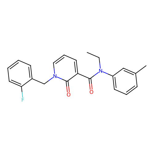 N-ethyl-1-(2-fluorobenzyl)-2-oxo-N-(m-tolyl)-1,2-dihydropyridine-3-carboxamide structure
