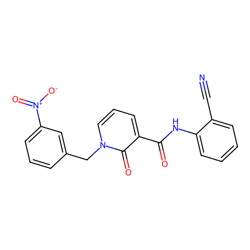 N-(2-cyanophenyl)-1-(3-nitrobenzyl)-2-oxo-1,2-dihydropyridine-3-carboxamide structure