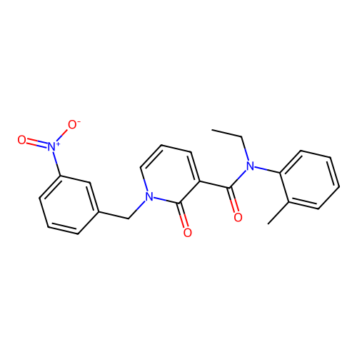 N-ethyl-1-(3-nitrobenzyl)-2-oxo-N-(o-tolyl)-1,2-dihydropyridine-3-carboxamide structure