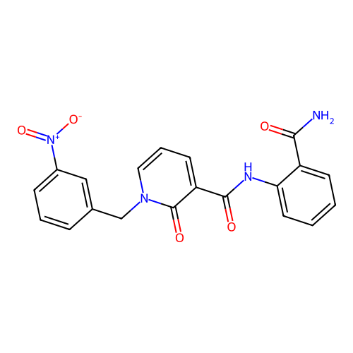 N-(2-carbamoylphenyl)-1-(3-nitrobenzyl)-2-oxo-1,2-dihydropyridine-3-carboxamide structure