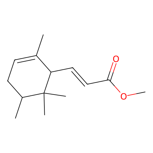 Methyl 3-(2,5,6,6-tetramethylcyclohex-2-en-1-yl)prop-2-enoate structure