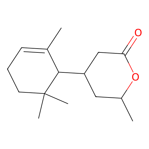 tetrahydro-6-methyl-4-(2,6,6-trimethyl-2-cyclohexen-1-yl)-2H-pyran-2-one structure