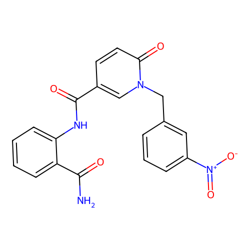 N-(2-carbamoylphenyl)-1-[(3-nitrophenyl)methyl]-6-oxopyridine-3-carboxamide structure
