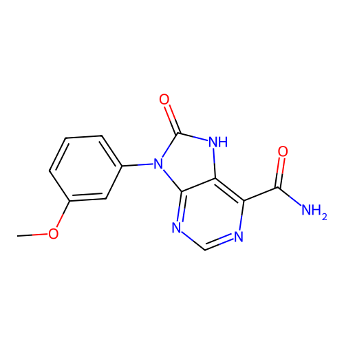 9-(3-methoxyphenyl)-8-oxo-8,9-dihydro-7H-purine-6-carboxamide structure