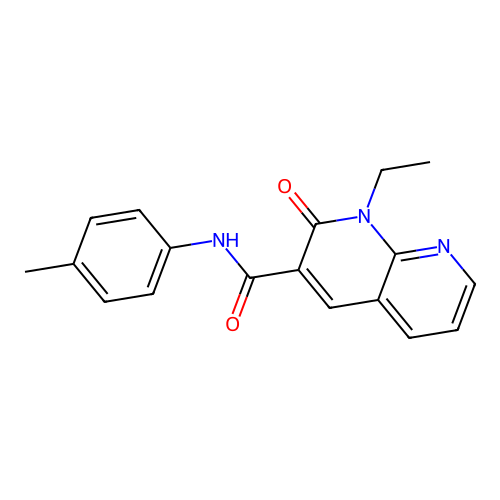 1-ethyl-2-oxo-N-(p-tolyl)-1,2-dihydro-1,8-naphthyridine-3-carboxamide structure
