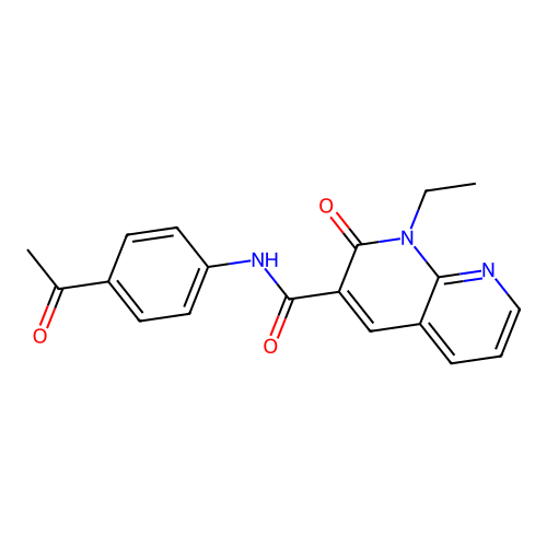 N-(4-acetylphenyl)-1-ethyl-2-oxo-1,2-dihydro-1,8-naphthyridine-3-carboxamide structure