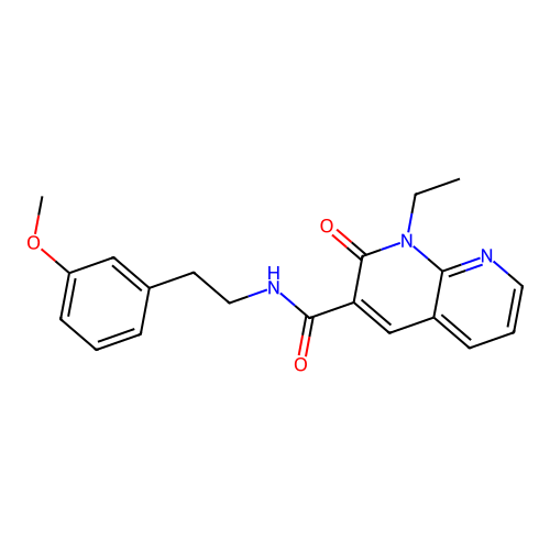 1-ethyl-N-(3-methoxyphenethyl)-2-oxo-1,2-dihydro-1,8-naphthyridine-3-carboxamide structure