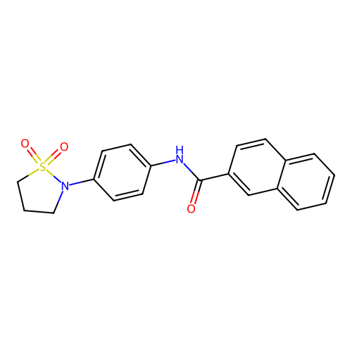 N-(4-(1,1-dioxidoisothiazolidin-2-yl)phenyl)-2-naphthamide structure