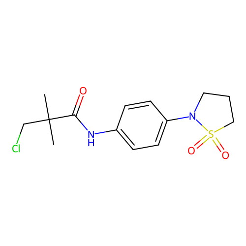 3-chloro-N-(4-(1,1-dioxidoisothiazolidin-2-yl)phenyl)-2,2-dimethylpropanamide structure