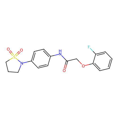 N-(4-(1,1-dioxidoisothiazolidin-2-yl)phenyl)-2-(2-fluorophenoxy)acetamide structure