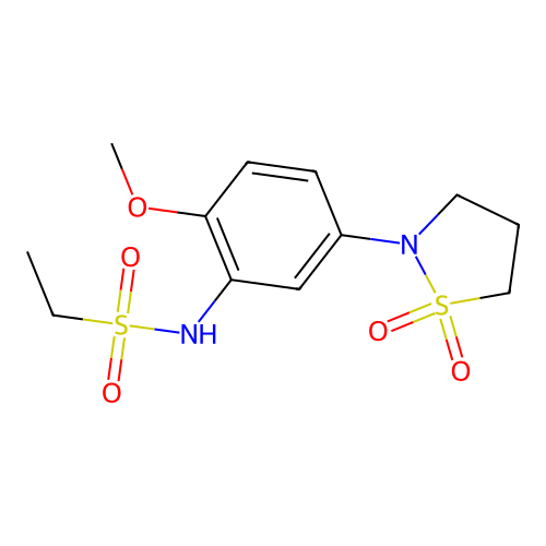 N-(5-(1,1-dioxidoisothiazolidin-2-yl)-2-methoxyphenyl)ethanesulfonamide structure