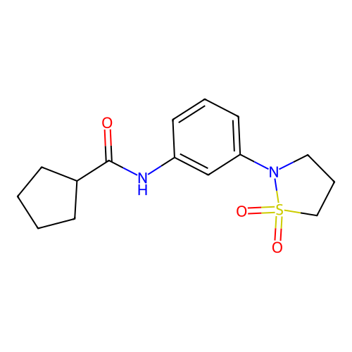 N-(3-(1,1-dioxidoisothiazolidin-2-yl)phenyl)cyclopentanecarboxamide structure