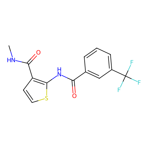 N-methyl-2-(3-(trifluoromethyl)benzamido)thiophene-3-carboxamide structure
