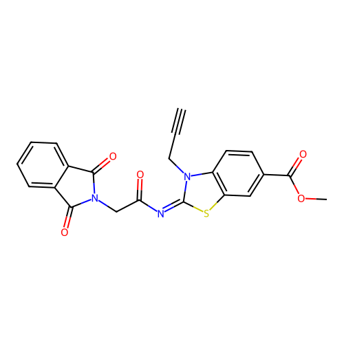 (Z)-methyl 2-((2-(1,3-dioxoisoindolin-2-yl)acetyl)imino)-3-(prop-2-yn-1-yl)-2,3-dihydrobenzo[d]thiazole-6-carboxylate structure