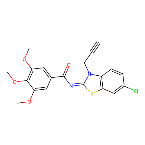 N-(6-chloro-3-prop-2-ynyl-1,3-benzothiazol-2-ylidene)-3,4,5-trimethoxybenzamide structure