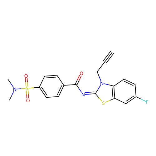 (Z)-4-(N,N-dimethylsulfamoyl)-N-(6-fluoro-3-(prop-2-yn-1-yl)benzo[d]thiazol-2(3H)-ylidene)benzamide structure