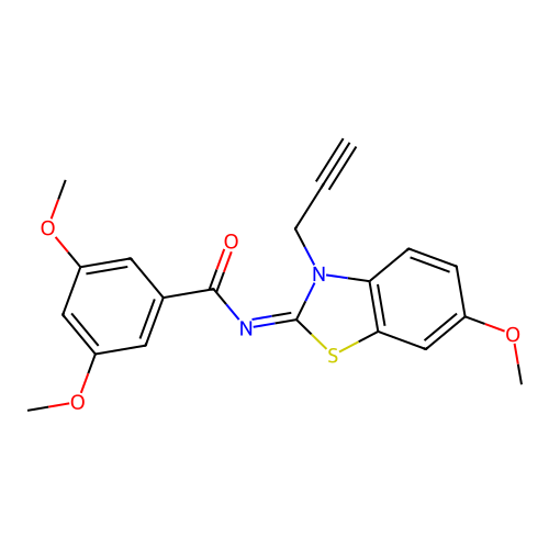 3,5-dimethoxy-N-(6-methoxy-3-prop-2-ynyl-1,3-benzothiazol-2-ylidene)benzamide structure