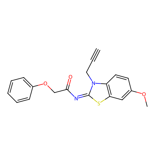N-(6-methoxy-3-prop-2-ynyl-1,3-benzothiazol-2-ylidene)-2-phenoxyacetamide structure