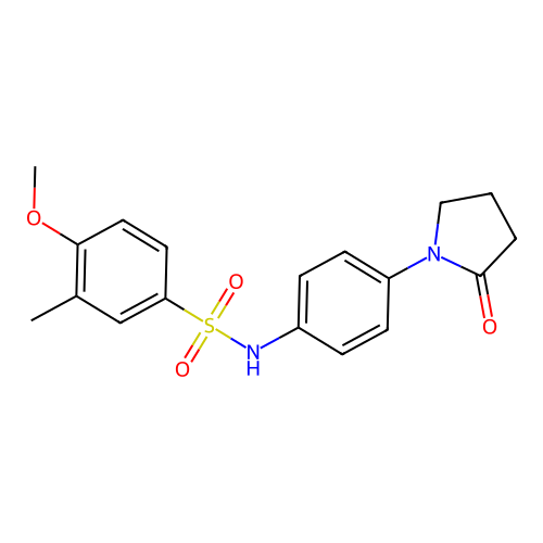 4-methoxy-3-methyl-N-(4-(2-oxopyrrolidin-1-yl)phenyl)benzenesulfonamide structure