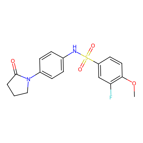 3-fluoro-4-methoxy-N-(4-(2-oxopyrrolidin-1-yl)phenyl)benzenesulfonamide structure