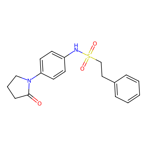 N-(4-(2-oxopyrrolidin-1-yl)phenyl)-2-phenylethanesulfonamide structure