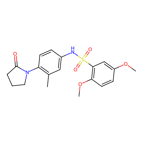 2,5-dimethoxy-N-(3-methyl-4-(2-oxopyrrolidin-1-yl)phenyl)benzenesulfonamide structure