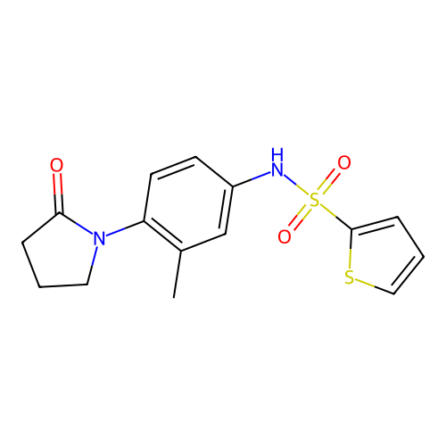 N-[3-methyl-4-(2-oxopyrrolidin-1-yl)phenyl]thiophene-2-sulfonamide structure