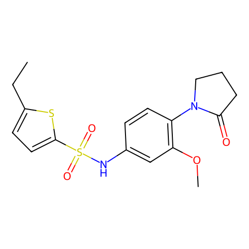 5-ethyl-N-[3-methoxy-4-(2-oxopyrrolidin-1-yl)phenyl]thiophene-2-sulfonamide structure
