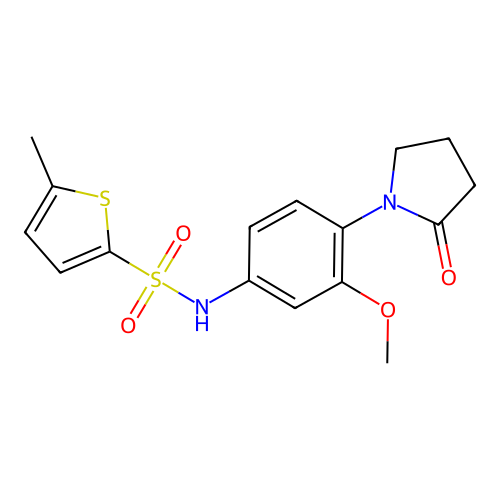 N-[3-methoxy-4-(2-oxopyrrolidin-1-yl)phenyl]-5-methylthiophene-2-sulfonamide structure