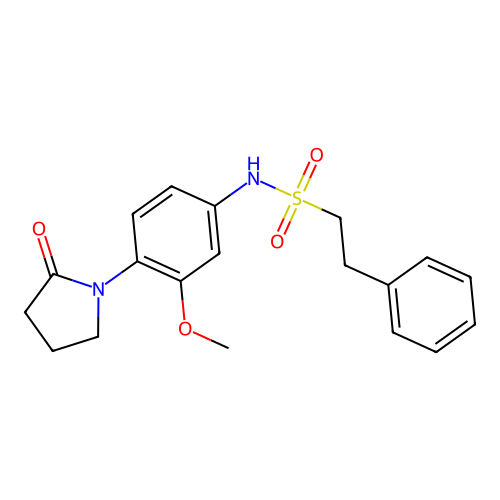 N-(3-methoxy-4-(2-oxopyrrolidin-1-yl)phenyl)-2-phenylethanesulfonamide structure
